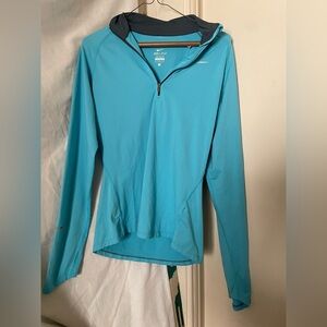 Nike Dri Fit Blue Fitted Long Sleeve Polo Shirt size S